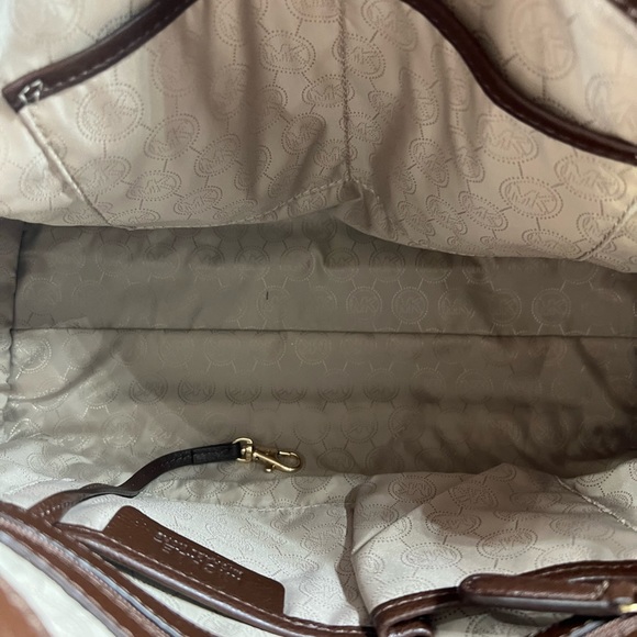 MICHAEL KORS HAMILTON LARGE HAMILTON WOVEN LEATHER LUGGAGE BROWN TOTE BAG NWT - Picture 8 of 12